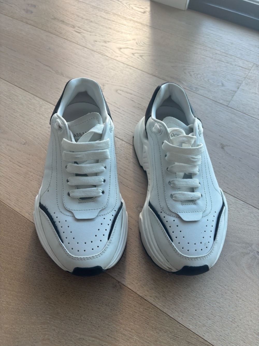 Dolce & Gabbana Daymaster White/Black Women's Leather Sneakers  CK1791AX589 37.5